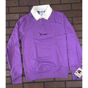 CHAMPION Purple Rugby Shirt Long Sleeved ~BRAND NEW~XS‎ S M